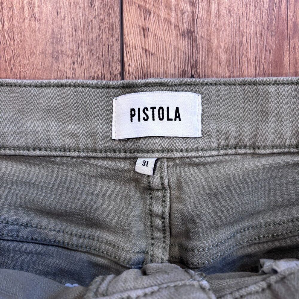 Pistola Winston High Rise Fray Hem Shorts Jean Denim Green Women's Size 31 Beach - Picture 5 of 8